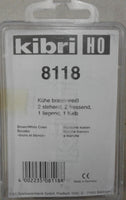 KIBRI  # 8118  - SET OF BROWN AND WHITE COWS - HO Scale